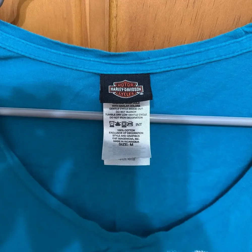 Vintage  Blue Harley-Davidson Long-sleeved Shirt Size M